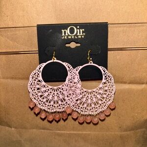Noir Jewelry Pink Lace Fan Earrings